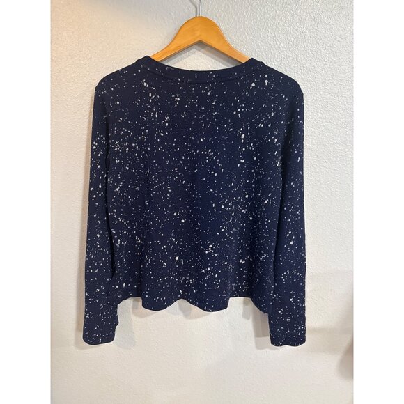 Maeve By Anthropologie Navy Splatter Print Long Sleeve Cotton Top M - Picture 2 of 7